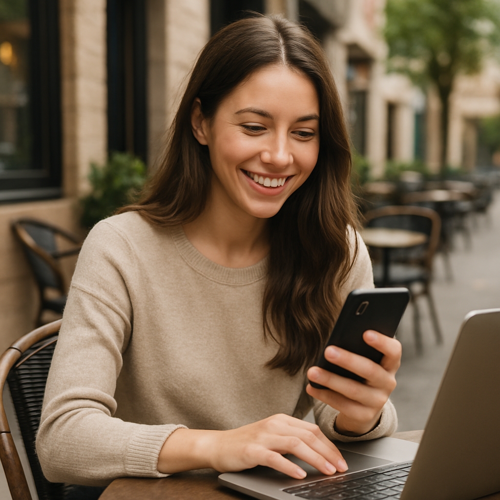girl sitting with phone