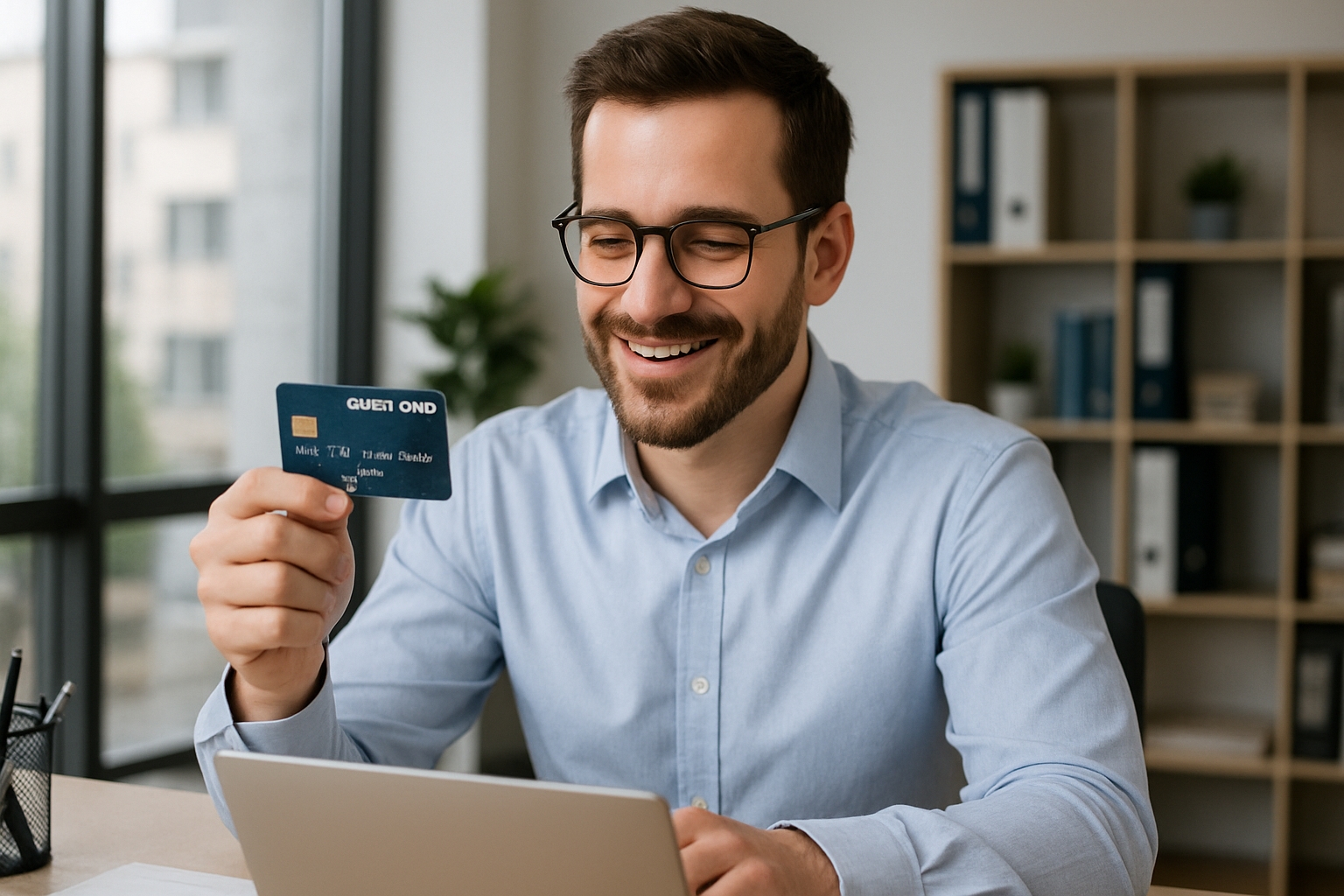 man holding credit card